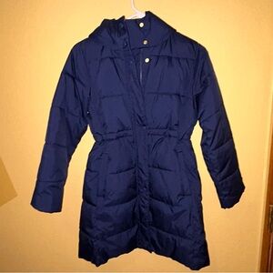 Navy long puff jacket